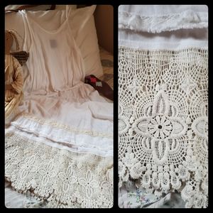 Steel Pony Boho Crochet gauzy Maxi Midi slip Dress